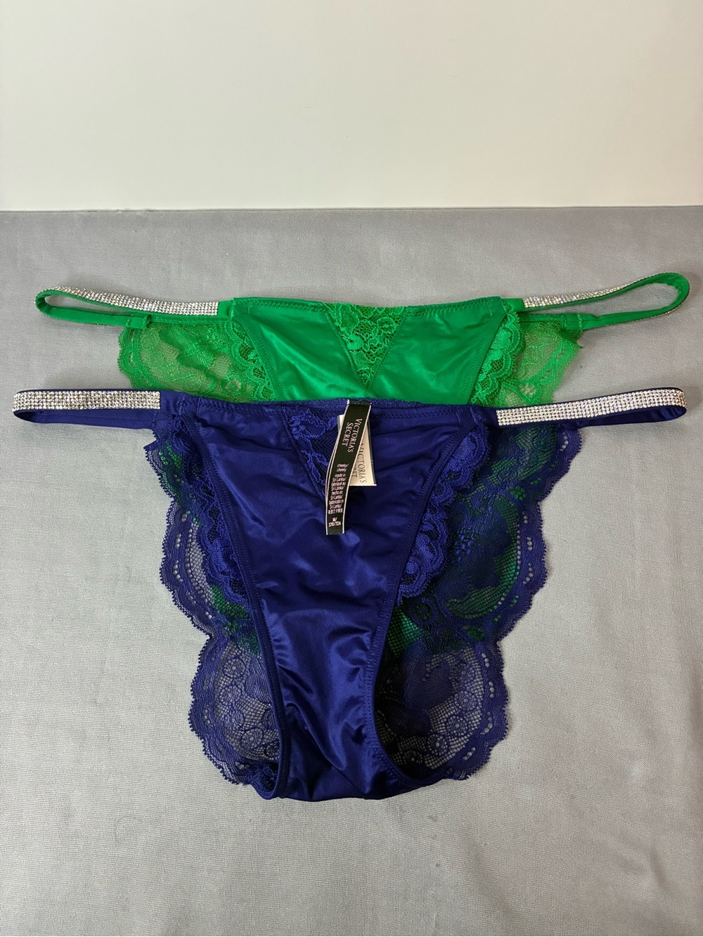 Victoria's Secret Green & Blue Lace Bikini Bottoms